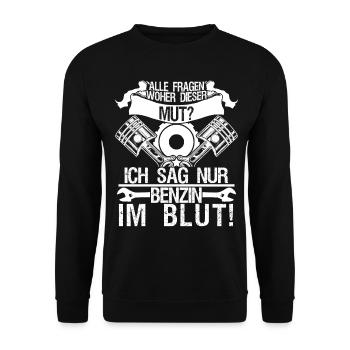 Hubraum Tuner Benzin Turbolader Tuning - Unisex Pullover - Schwarz - Vorne - Alina (178cm) & Michal (187cm)