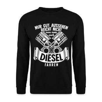Hubraum Tuner Motor Motorsport Tuning - Unisex Pullover - Schwarz - Vorne - Alina (178cm) & Michal (187cm)