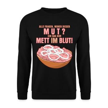 Mettbrötchen Mettfleisch Hack Mett - Unisex Pullover - Schwarz - Vorne - Alina (178cm) & Michal (187cm)