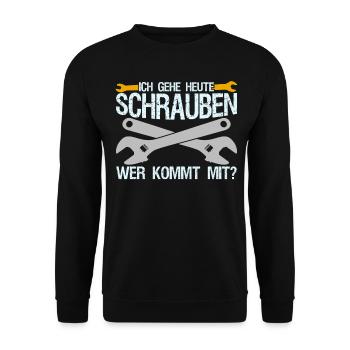 Hubraum Tuner Schrauber Tuning - Unisex Pullover - Schwarz - Vorne - Alina (178cm) & Michal (187cm)