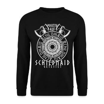 Schildmaid Wikinger Schild Berserker - Unisex Pullover - Schwarz - Vorne - Alina (178cm) & Michal (187cm)