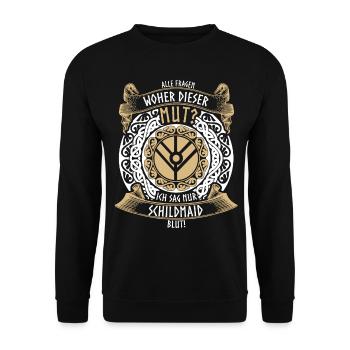 Schildmaid Wikinger Berserker - Unisex Pullover - Schwarz - Vorne - Alina (178cm) & Michal (187cm)