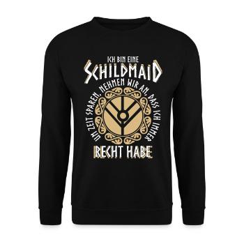 Schildmaid Wikinger Nordic Berserker - Unisex Pullover - Schwarz - Vorne - Alina (178cm) & Michal (187cm)