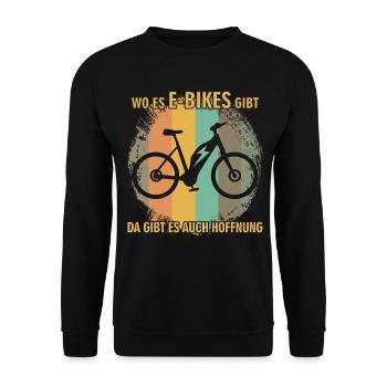 EBike elektrisches Fahrrad Retro E-Bike - Unisex Pullover - Schwarz - Vorne - Alina (178cm) & Michal (187cm)