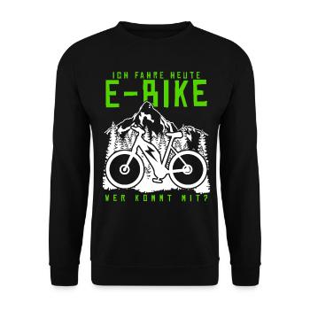 EBike Spruch elektrisches Fahrrad E-Bike - Unisex Pullover - Schwarz - Vorne - Alina (178cm) & Michal (187cm)