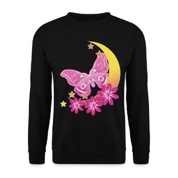 Moth Rose Moon Occult Moth Goth - Unisex Sweatshirt - black - Front - Alina (178cm) & Michal (187cm)