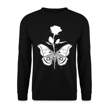 Moth Rose Occult Motte Mystical Goth - Unisex Sweatshirt - black - Front - Alina (178cm) & Michal (187cm)
