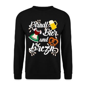Dirndl Bier und Brezn - Unisex Pullover - Schwarz - Vorne - Alina (178cm) & Michal (187cm)