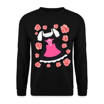 Dirndl avec fleurs Roses Costume Robe - Sweat-shirt Unisexe - noir - Devant - Alina (178cm) & Michal (187cm)