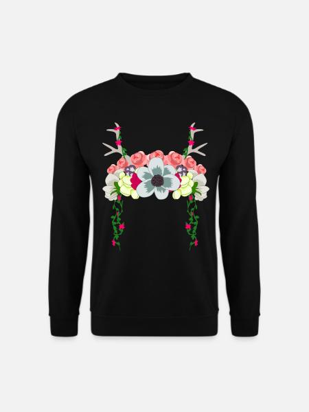 Dirndl Coiffe Fleurs Robe Traditionnelle - Sweat-shirt Unisexe - noir