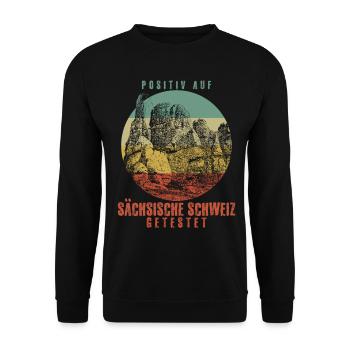 Sächsische Schweiz Klettern Wandern - Unisex Pullover - Schwarz - Vorne - Alina (178cm) & Michal (187cm)
