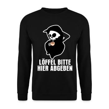 Sensenmann Löffel abgeben Grim Reaper - Unisex Pullover - Schwarz - Vorne - Alina (178cm) & Michal (187cm)