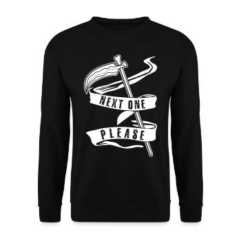 Sensenmann Next one Please Grim Reaper - Unisex Pullover - Schwarz - Vorne - Alina (178cm) & Michal (187cm)