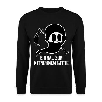 Sensenmann Witz Grim Reaper - Unisex Pullover - Schwarz - Vorne - Alina (178cm) & Michal (187cm)