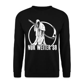 Sensenmann Menschenhasser Grim Reaper - Unisex Pullover - Schwarz - Vorne - Alina (178cm) & Michal (187cm)