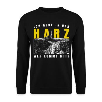 Harz Wandern Urlaub Harzer Brocken - Unisex Pullover - Schwarz - Vorne - Alina (178cm) & Michal (187cm)