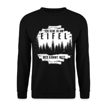 Eifel Wandern Berge Wanderung Eifler - Unisex Pullover - Schwarz - Vorne - Alina (178cm) & Michal (187cm)