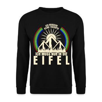 Eifel Wandern Berge Mittelgebirge Eifler - Unisex Pullover - Schwarz - Vorne - Alina (178cm) & Michal (187cm)