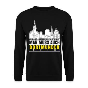 Dortmunder Ruhrpott Stadt Dortmund - Unisex Pullover - Schwarz - Vorne - Alina (178cm) & Michal (187cm)