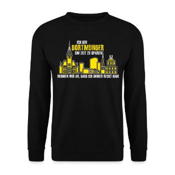 Dortmunder hat Recht Stadt Dortmund - Unisex Pullover - Schwarz - Vorne - Alina (178cm) & Michal (187cm)