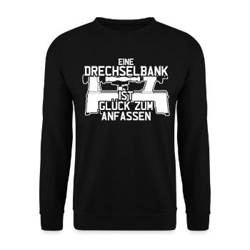 Drechseln Drechselbank Glück Drechsler - Unisex Pullover - Schwarz - Vorne - Alina (178cm) & Michal (187cm)