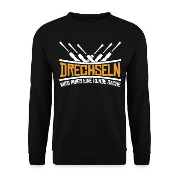 Drechseln Runde Sache Drechsler - Unisex Pullover - Schwarz - Vorne - Alina (178cm) & Michal (187cm)