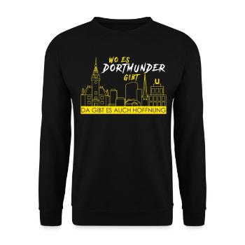 Dortmunder Hoffnung Stadt Dortmund - Unisex Pullover - Schwarz - Vorne - Alina (178cm) & Michal (187cm)