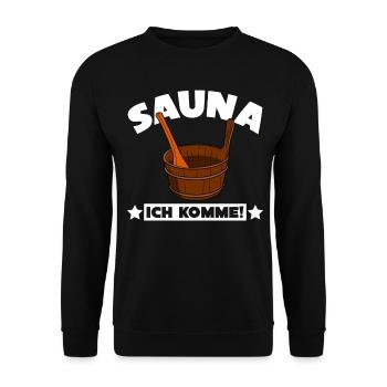 Sauna Saunisten Saunist Spruch Saunieren - Unisex Pullover - Schwarz - Vorne - Alina (178cm) & Michal (187cm)