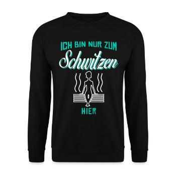 Sauna Schwitzen Saunist Saunieren - Unisex Pullover - Schwarz - Vorne - Alina (178cm) & Michal (187cm)