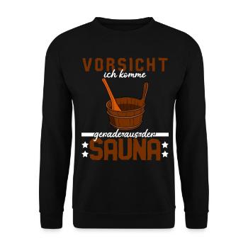 Sauna Saunist Saunieren - Unisex Pullover - Schwarz - Vorne - Alina (178cm) & Michal (187cm)
