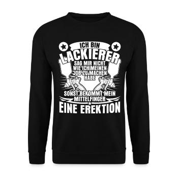 Autolackierer Mittelfinger Airbrush - Unisex Pullover - Schwarz - Vorne - Alina (178cm) & Michal (187cm)