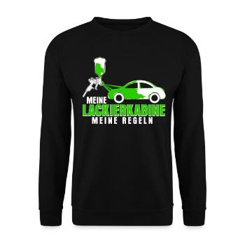 Autolackierer Airbrush Fahrzeuglackierer - Unisex Pullover - Schwarz - Vorne - Alina (178cm) & Michal (187cm)