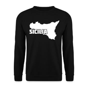 Sizilien Insel Umriss Sicilia - Unisex Pullover - Schwarz - Vorne - Alina (178cm) & Michal (187cm)