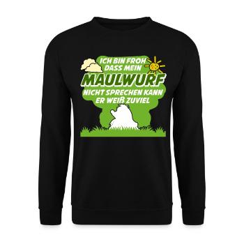 Maulwurf Mole Maulwürfe Maulwurfshügel - Unisex Pullover - Schwarz - Vorne - Alina (178cm) & Michal (187cm)