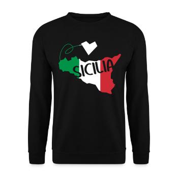 Sicile Italie Drapeau Cœur Sicile - Sweat-shirt Unisexe - noir - Devant - Alina (178cm) & Michal (187cm)