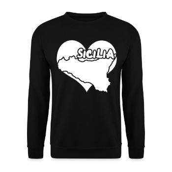 Sizilien Italien Herz Sicilia - Unisex Pullover - Schwarz - Vorne - Alina (178cm) & Michal (187cm)