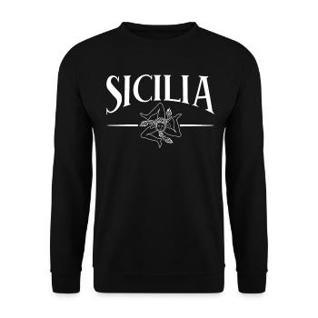 Sizilien Wappen Urlaub Sicilia - Unisex Pullover - Schwarz - Vorne - Alina (178cm) & Michal (187cm)