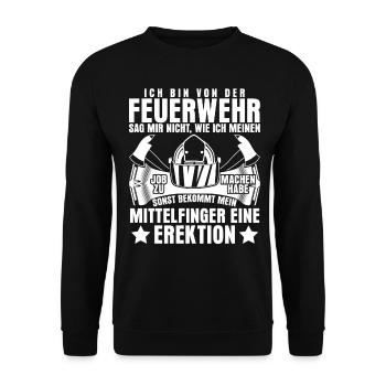 Jugendfeuerwehr Freiwillige Feuerwehr - Unisex Pullover - Schwarz - Vorne - Alina (178cm) & Michal (187cm)