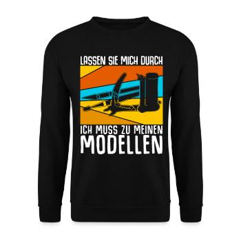 Modellbau Retro Modellbauer - Unisex Pullover - Schwarz - Vorne - Alina (178cm) & Michal (187cm)