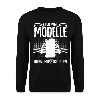 Modellbau Kleber Modellbauer - Unisex Pullover - Schwarz - Vorne - Alina (178cm) & Michal (187cm)