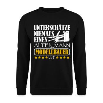 Modellbau Alter Mann Modellbauer - Unisex Pullover - Schwarz - Vorne - Alina (178cm) & Michal (187cm)