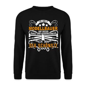 Modellbau Spruch Tabletop Modellbauer - Unisex Pullover - Schwarz - Vorne - Alina (178cm) & Michal (187cm)