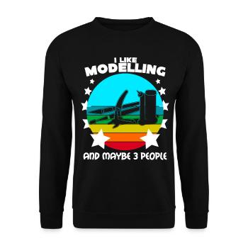 Modellbau Witz Tabletop Modellbauer - Unisex Pullover - Schwarz - Vorne - Alina (178cm) & Michal (187cm)