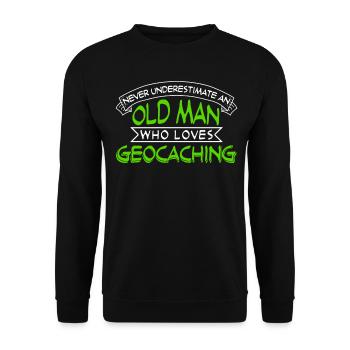 Géocacheur vieil homme avec géocache - Sweat-shirt Unisexe - noir - Devant - Alina (178cm) & Michal (187cm)
