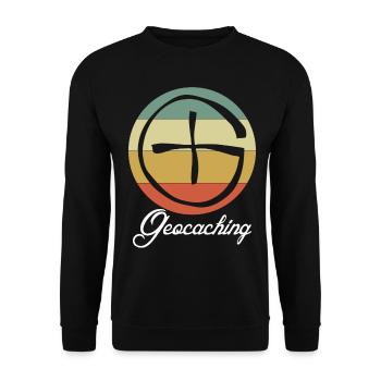 Geocacher retro Geocache - Unisex Pullover - Schwarz - Vorne - Alina (178cm) & Michal (187cm)