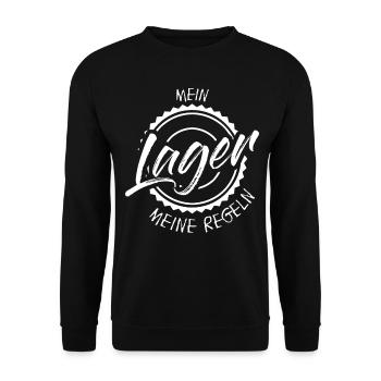 Lagerist Gabelstapler Lagerarbeiter - Unisex Pullover - Schwarz - Vorne - Alina (178cm) & Michal (187cm)