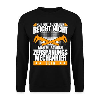 Zerspaner Spruch Zerspanungsmechaniker - Unisex Pullover - Schwarz - Vorne - Alina (178cm) & Michal (187cm)