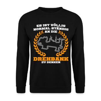 Zerspanungsmechaniker Dreher Zerspaner - Unisex Pullover - Schwarz - Vorne - Alina (178cm) & Michal (187cm)
