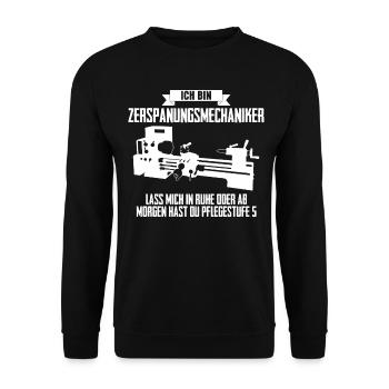 Zerspanungsmechaniker Zerspaner Dreher - Unisex Pullover - Schwarz - Vorne - Alina (178cm) & Michal (187cm)