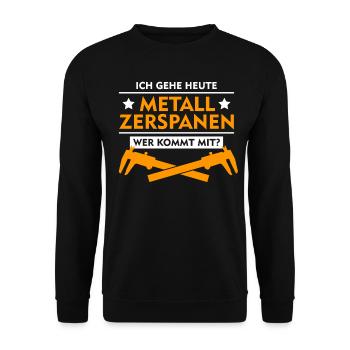 Zerspanungsmechaniker Spruch Zerspaner - Unisex Pullover - Schwarz - Vorne - Alina (178cm) & Michal (187cm)
